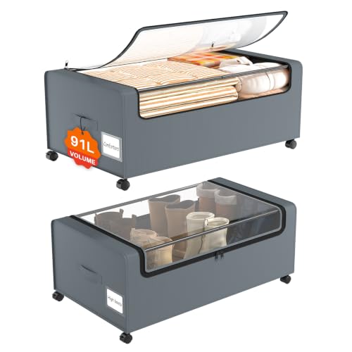 Webetop Under Bed Storage Containers with Wheels and Clear Lid