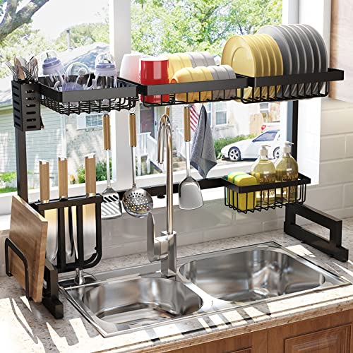 SAYZH Over The Sink Dish Drying Rack Adjustable Kitchen Counter Organizer