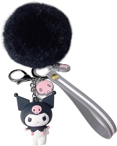 Geetgg Cute Keychain with Pom Pom and Wristlet for Women