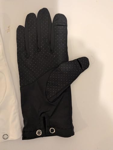 Fits "medium" sized hand. Annoying finger openings.